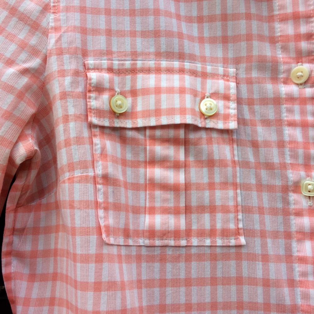 Banana Republic Gingham coral orange button down 100% cotton shirt XS - Picture 10 of 14